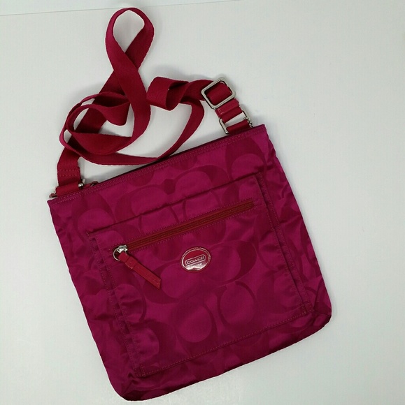 Coach Handbags - Coach Signature Pink Crossbody Messenger Handbag